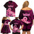 Polynesia Breast Cancer Family Matching Off Shoulder Short Dress and Hawaiian Shirt Butterfly and Flowers Ribbon Maori Tattoo Ethnic Black Style LT03 - Polynesian Pride