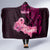 Polynesia Breast Cancer Hooded Blanket Butterfly and Flowers Ribbon Maori Tattoo Ethnic Black Style LT03 - Polynesian Pride