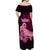 Polynesia Breast Cancer Off Shoulder Maxi Dress Butterfly and Flowers Ribbon Maori Tattoo Ethnic Black Style LT03 - Polynesian Pride