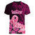 Polynesia Breast Cancer Women V Neck T Shirt Butterfly and Flowers Ribbon Maori Tattoo Ethnic Black Style LT03 - Polynesian Pride