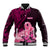 Custom Polynesia Breast Cancer Baseball Jacket Butterfly and Flowers Ribbon Maori Tattoo Ethnic Black Style LT03 Unisex Black - Polynesian Pride