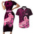 Custom Polynesia Breast Cancer Couples Matching Short Sleeve Bodycon Dress and Hawaiian Shirt Butterfly and Flowers Ribbon Maori Tattoo Ethnic Black Style LT03 Black - Polynesian Pride