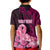 Custom Polynesia Breast Cancer Kid Polo Shirt Butterfly and Flowers Ribbon Maori Tattoo Ethnic Black Style LT03 - Polynesian Pride