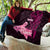 Custom Polynesia Breast Cancer Quilt Butterfly and Flowers Ribbon Maori Tattoo Ethnic Black Style LT03 - Polynesian Pride