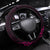 Custom Polynesia Breast Cancer Steering Wheel Cover Butterfly and Flowers Ribbon Maori Tattoo Ethnic Black Style