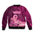 Polynesia Breast Cancer Bomber Jacket Butterfly and Flowers Ribbon Maori Tattoo Ethnic Pink Style LT03 - Polynesian Pride