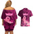 Polynesia Breast Cancer Couples Matching Off Shoulder Short Dress and Hawaiian Shirt Butterfly and Flowers Ribbon Maori Tattoo Ethnic Pink Style LT03 - Polynesian Pride