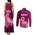 Polynesia Breast Cancer Couples Matching Tank Maxi Dress and Long Sleeve Button Shirts Butterfly and Flowers Ribbon Maori Tattoo Ethnic Pink Style LT03 - Polynesian Pride