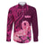 Polynesia Breast Cancer Family Matching Long Sleeve Bodycon Dress and Hawaiian Shirt Butterfly and Flowers Ribbon Maori Tattoo Ethnic Pink Style LT03 Dad's Shirt - Long Sleeve Pink - Polynesian Pride