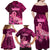 Polynesia Breast Cancer Family Matching Off Shoulder Maxi Dress and Hawaiian Shirt Butterfly and Flowers Ribbon Maori Tattoo Ethnic Pink Style LT03 - Polynesian Pride