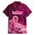 Polynesia Breast Cancer Family Matching Off Shoulder Short Dress and Hawaiian Shirt Butterfly and Flowers Ribbon Maori Tattoo Ethnic Pink Style LT03 - Polynesian Pride