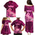 Polynesia Breast Cancer Family Matching Puletasi Dress and Hawaiian Shirt Butterfly and Flowers Ribbon Maori Tattoo Ethnic Pink Style LT03 - Polynesian Pride