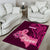 Custom Polynesia Breast Cancer Area Rug Butterfly and Flowers Ribbon Maori Tattoo Ethnic Pink Style LT03 - Polynesian Pride