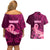 Custom Polynesia Breast Cancer Couples Matching Off Shoulder Short Dress and Hawaiian Shirt Butterfly and Flowers Ribbon Maori Tattoo Ethnic Pink Style LT03 - Polynesian Pride