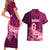 Custom Polynesia Breast Cancer Couples Matching Short Sleeve Bodycon Dress and Hawaiian Shirt Butterfly and Flowers Ribbon Maori Tattoo Ethnic Pink Style LT03 - Polynesian Pride