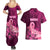 Custom Polynesia Breast Cancer Couples Matching Summer Maxi Dress and Hawaiian Shirt Butterfly and Flowers Ribbon Maori Tattoo Ethnic Pink Style LT03 - Polynesian Pride