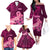 Custom Polynesia Breast Cancer Family Matching Off Shoulder Long Sleeve Dress and Hawaiian Shirt Butterfly and Flowers Ribbon Maori Tattoo Ethnic Pink Style LT03 - Polynesian Pride