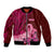 Polynesia Breast Cancer Bomber Jacket Butterfly and Flowers Ribbon Maori Tattoo Ethnic Red Style LT03 Unisex Red - Polynesian Pride