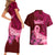 Polynesia Breast Cancer Couples Matching Short Sleeve Bodycon Dress and Hawaiian Shirt Butterfly and Flowers Ribbon Maori Tattoo Ethnic Red Style LT03 - Polynesian Pride