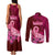 Polynesia Breast Cancer Couples Matching Tank Maxi Dress and Long Sleeve Button Shirts Butterfly and Flowers Ribbon Maori Tattoo Ethnic Red Style LT03 - Polynesian Pride