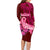 Polynesia Breast Cancer Family Matching Long Sleeve Bodycon Dress and Hawaiian Shirt Butterfly and Flowers Ribbon Maori Tattoo Ethnic Red Style LT03 - Polynesian Pride