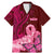 Polynesia Breast Cancer Family Matching Mermaid Dress and Hawaiian Shirt Butterfly and Flowers Ribbon Maori Tattoo Ethnic Red Style LT03 Dad's Shirt - Short Sleeve Red - Polynesian Pride