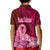 Polynesia Breast Cancer Kid Polo Shirt Butterfly and Flowers Ribbon Maori Tattoo Ethnic Red Style LT03 - Polynesian Pride