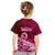 Polynesia Breast Cancer Kid T Shirt Butterfly and Flowers Ribbon Maori Tattoo Ethnic Red Style LT03 - Polynesian Pride