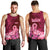 Polynesia Breast Cancer Men Tank Top Butterfly and Flowers Ribbon Maori Tattoo Ethnic Red Style LT03 - Polynesian Pride