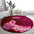 Polynesia Breast Cancer Round Carpet Butterfly and Flowers Ribbon Maori Tattoo Ethnic Red Style LT03 - Polynesian Pride