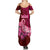 Polynesia Breast Cancer Summer Maxi Dress Butterfly and Flowers Ribbon Maori Tattoo Ethnic Red Style LT03 - Polynesian Pride