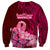 Polynesia Breast Cancer Sweatshirt Butterfly and Flowers Ribbon Maori Tattoo Ethnic Red Style LT03 - Polynesian Pride