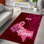 Custom Polynesia Breast Cancer Area Rug Butterfly and Flowers Ribbon Maori Tattoo Ethnic Red Style LT03 - Polynesian Pride