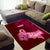 Custom Polynesia Breast Cancer Area Rug Butterfly and Flowers Ribbon Maori Tattoo Ethnic Red Style LT03 - Polynesian Pride