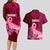 Custom Polynesia Breast Cancer Couples Matching Long Sleeve Bodycon Dress and Hawaiian Shirt Butterfly and Flowers Ribbon Maori Tattoo Ethnic Red Style LT03 - Polynesian Pride