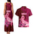 Custom Polynesia Breast Cancer Couples Matching Tank Maxi Dress and Hawaiian Shirt Butterfly and Flowers Ribbon Maori Tattoo Ethnic Red Style LT03 - Polynesian Pride