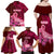 Custom Polynesia Breast Cancer Family Matching Off Shoulder Maxi Dress and Hawaiian Shirt Butterfly and Flowers Ribbon Maori Tattoo Ethnic Red Style LT03 - Polynesian Pride