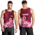 Custom Polynesia Breast Cancer Men Tank Top Butterfly and Flowers Ribbon Maori Tattoo Ethnic Red Style LT03 - Polynesian Pride