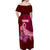 Custom Polynesia Breast Cancer Off Shoulder Maxi Dress Butterfly and Flowers Ribbon Maori Tattoo Ethnic Red Style LT03 - Polynesian Pride