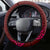 Custom Polynesia Breast Cancer Steering Wheel Cover Butterfly and Flowers Ribbon Maori Tattoo Ethnic Red Style