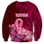 Custom Polynesia Breast Cancer Sweatshirt Butterfly and Flowers Ribbon Maori Tattoo Ethnic Red Style LT03 - Polynesian Pride