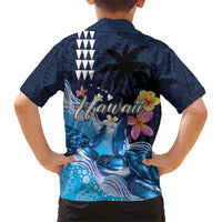Hawaiian Honu Honi Ihu Kid Hawaiian Shirt With Plumeria and Kakau Art Pattern LT03 - Polynesian Pride