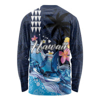 Hawaiian Honu Honi Ihu Long Sleeve Shirt With Plumeria and Kakau Art Pattern LT03 - Polynesian Pride