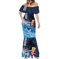 Hawaiian Honu Honi Ihu Mermaid Dress With Plumeria and Kakau Art Pattern LT03 - Polynesian Pride