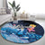 Hawaiian Honu Honi Ihu Round Carpet With Plumeria and Kakau Art Pattern