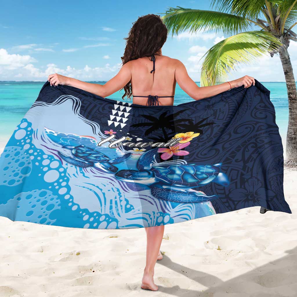 Hawaiian Honu Honi Ihu Sarong With Plumeria and Kakau Art Pattern LT03 - Polynesian Pride