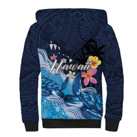 Hawaiian Honu Honi Ihu Sherpa Hoodie With Plumeria and Kakau Art Pattern LT03 - Polynesian Pride