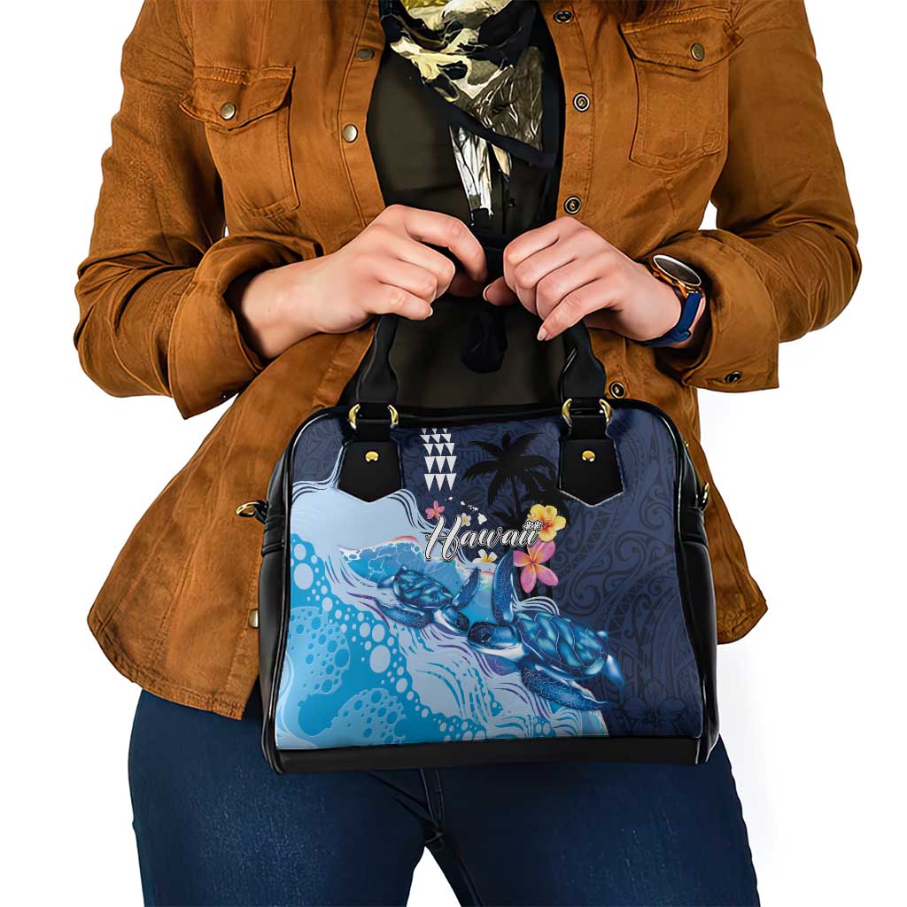 Hawaiian Honu Honi Ihu Shoulder Handbag With Plumeria and Kakau Art Pattern LT03 - Polynesian Pride