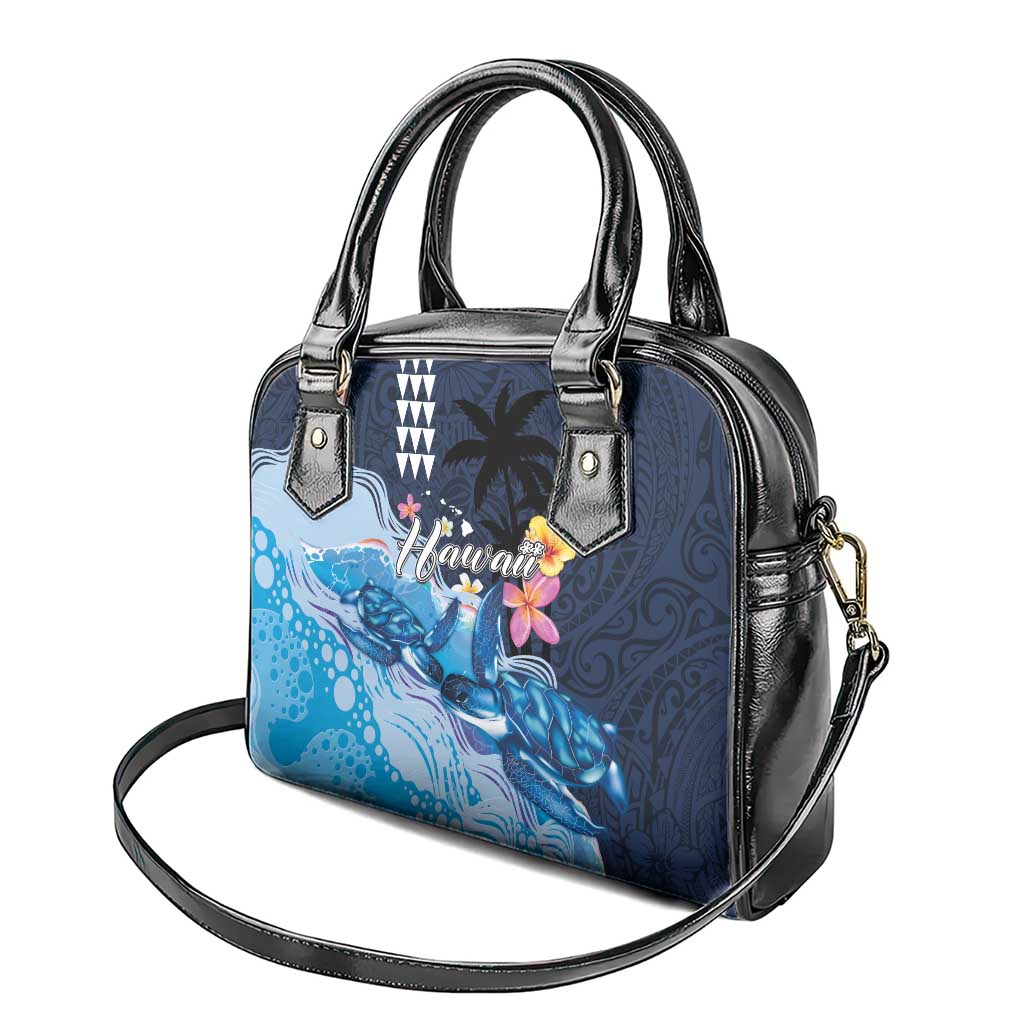 Hawaiian Honu Honi Ihu Shoulder Handbag With Plumeria and Kakau Art Pattern LT03 - Polynesian Pride
