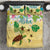 Aloha Turtle Family on The Beach Bedding Set with Hawaiian Colorful Plumeria